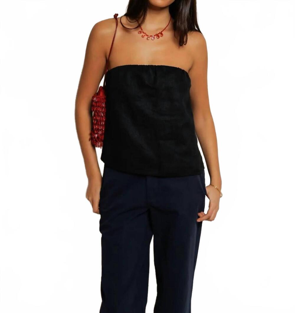 NEW PERFECTWHITETEE gianna linen tube top in true black